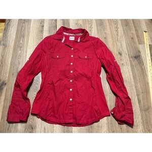 Converse One Star Shirt, Women's Small? Red, Long Sleeve Button Up Shirt